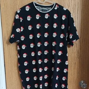 Denim & Flower Santa Print Black Short Sleeve Tee